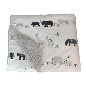 Cloud Island Baby Blanket White Gray Safari Animal Sherpa Fleece 31x39